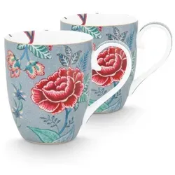 PiP Studio Geschirr-Set Henkelbecher-Set Flower Festival Hellblau (XL) (2-teilig)