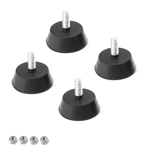 0XBIT 4 Stück Stellfüße M6, Verstellbare Möbelfüße M6, Gummipuffer M6 mit 32 mm Durchmesser, Hohe Stabilität, für Schränke, Tische, Stühle, Sofas, Vitrinen