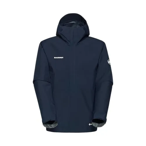 Mammut Treeline Light HS Hooded Jacket Men Marine (L) - Funktionsjacke mit GORE-TEX 2-Lagen-Laminat, bietet optimalen Regenschutz und ist umweltfreundlich dank recycelter Materialien - ideal für Trails von Frühling bis Herbst.