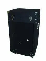 Roadinger Kombicase,16HE,Textilbez.,schw. m.Rollen