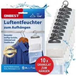 ONBEST Luftentfeuchter zum Aufhängen | 10 x 245 g | Granulat | Nachfüllpack | Nachfüllbeutel | Universal