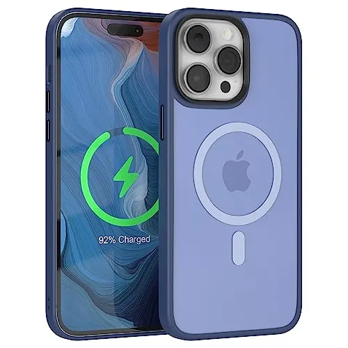 EAZY CASE - induktiv Laden Hülle kompatibel mit iPhone 14 Pro Max kompatibel mit MagSafe (Wireless Charging), dünne schützende Hülle, Matt Schlanke Handyhülle, samtige Touch Matt in Nacht Blau