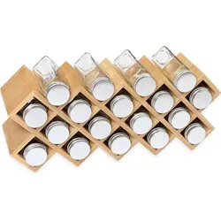 Schramm® Bambus Gewürzregal mit 18 Gewürzgläsern - Praktisches Gewürzregal aus Bambus mit 18 Gläsern, ideal für eine übersichtliche Gewürzorganisation. Inklusive 40 Labeln und Zubehör für einfache Dosierung.