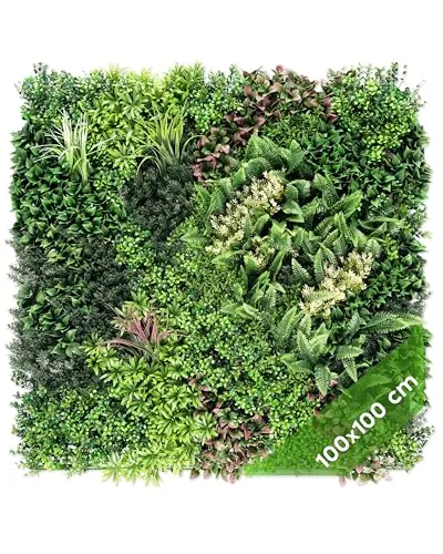 JELLE & JACOB Künstliche Pflanzenwand Indoor & Outdoor, Blumenwand Urban Jungle, 100x100 cm, pflegeleicht & langlebig - für Wohlfühl-Atmosphäre, Kunstpflanzen Wand, Green Wall, Pflanzen Wand