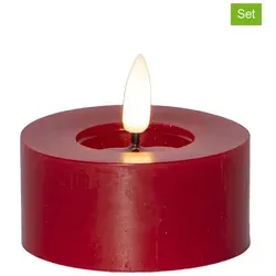 STAR Trading 2er-Set: LED-Wachskerzen in Rot - (H)5,5 x Ø 7 cm