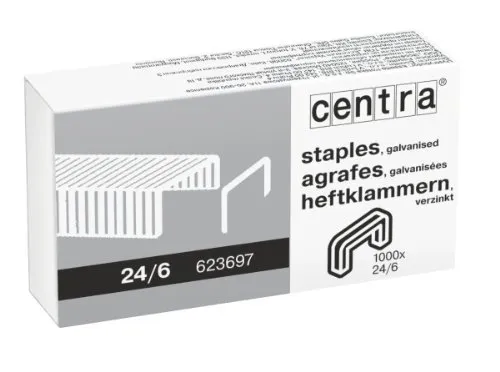 Centra Heftklammern 24/6 mm, verzinkt, 1.000 Stück