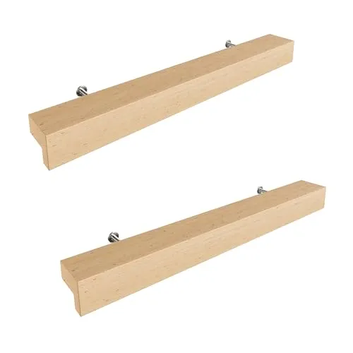 Sossai Holz Möbelgriffe aus Buche | GAH01 | Lochabstand 128mm, Länge 188mm, 2 Stück