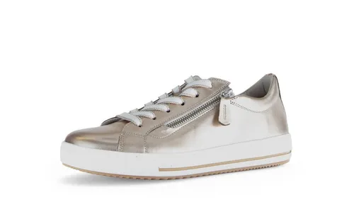 Gabor Damen Low-Top Sneaker mit Wechselfußbett, Puder, 39 EU - Moderne Low-Top Sneaker für Damen mit Wechselfußbett und moderater Mehrweite. Ideal für den Alltag, mit hochwertigem Glattleder und bequemer TR-Sohle für ein angenehmes Tragegefühl.