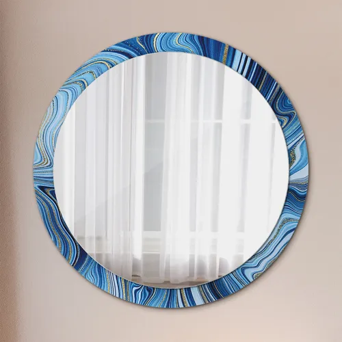 Moderner Wandspiegel mit buntem Marmor-Rahmen in Blau - Stylischer Wandspiegel für jedes Zimmer, kratzfest und mit einzigartiger blauer Marmorierung. Ideal für Badezimmer und Wohnräume, sorgt für einen eleganten Akzent.