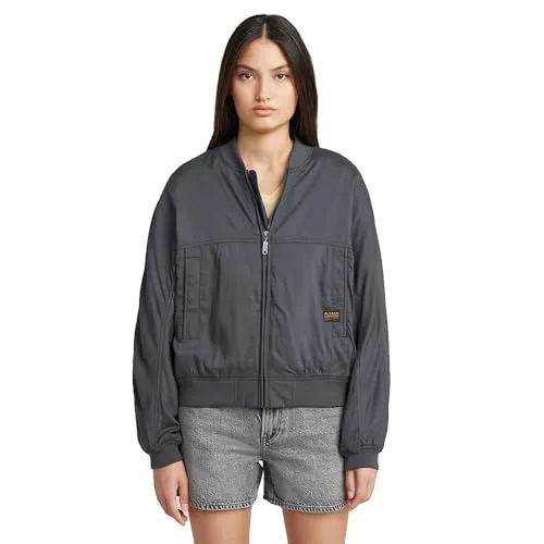 G-STAR Damen Summer Bomber Jacket, Grau - Funktionsjacke mit hohem, geripptem Kragen und bequemer Passform – ideal für einen originellen Look und perfekten Tragekomfort.