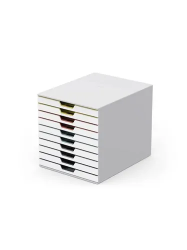 DURABLE Schubladenbox VARICOLOR - 10 Schubladen, stilvolle Ordnung für Dokumente bis DIN C4, robust und platzsparend