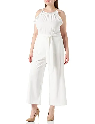 Vera Mont Damen Overall 0180/4867, Offwhite, Größe 40 - Eleganter Jumpsuit für Damen mit Bindeband und Eingrifftaschen, ideal für festliche Anlässe.