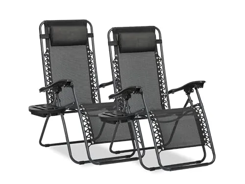 sunnypillow 2er Set Sonnenliegen mit Getränkehalter