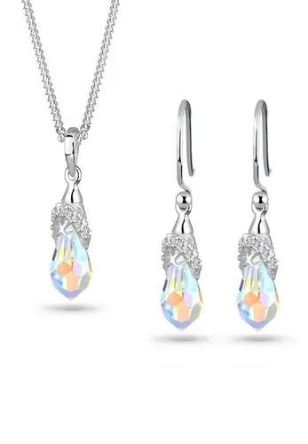 Elli Schmuckset Tropfen aus 925 Sterling Silber mit Swarovski® Kristallen - Elegantes Schmuckset aus Halskette und Ohrhängern, gefertigt aus 925 Sterling Silber mit funkelnden Swarovski® Kristallen. Ideal für besondere Anlässe und verleiht jedem Outfit Raffinesse.