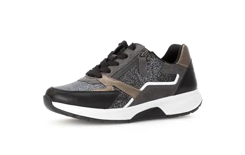 Gabor Damen Low-Top Sneaker, Frauen Halbschuhe,straßenschuhe,Strassenschuhe,Sportschuhe,Freizeitschuhe,anthrazit/schw. k.,40.5 EU / 7 UK