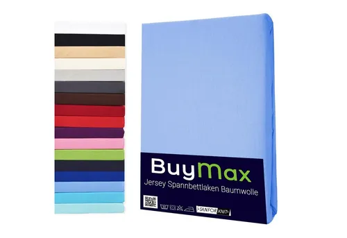 Buymax Spannbettlaken StyleHeim Jersey aus 100% Baumwolle, Jersey, Gummizug: Rundumgummi, Pflegeleicht und Atmungsaktiv in Verschiedenen Farben und Größen