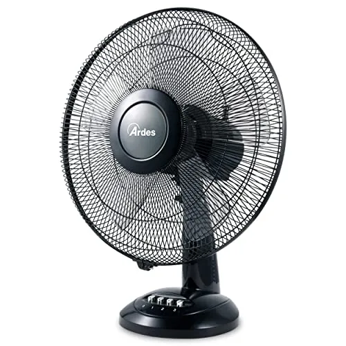 ARDES - Ardes-Tischventilator, 40 cm, 5 Flügel, oszillierend, Total Black, Ardes-Ventilator, 3 Geschwindigkeitsstufen, leise, Modell AR5S41