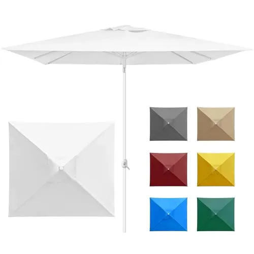 paramondo interpara Sonnenschirm 3x3m Weiß mit Kurbel - Quadratischer Gartenschirm mit stabiler Knickmechanik und UV-Schutz 30+, ideal für Terrasse und Balkon. Leicht bedienbar durch Kurbel und wasserabweisend.