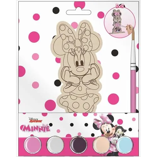 CERDÁ LIFE'S LITTLE MOMENTS Minnie-Holzfiguren – Set aus dekorativen Figuren zum Bemalen mit Minnie-Maus-Design, aus robustem Holz, für Bastelarbeiten und Aktivitäten für Kinder