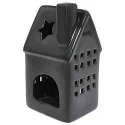 Dekohelden24 Teelichthalter Windlichthaus - Kerzenständer aus hochwertigem Porzellan in schwarz, ideal für stimmungsvolle Indoor-Beleuchtung und in verschiedenen Größen erhältlich.
