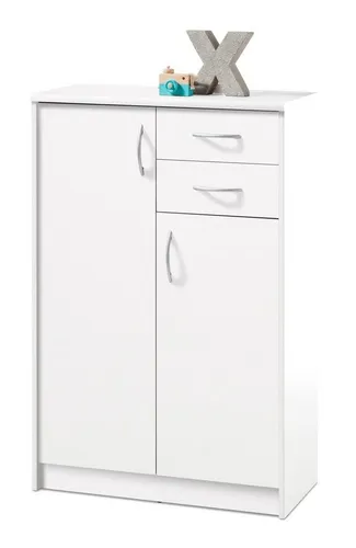 Moderne weiße Kommode mit 2 Türen und 2 Schubladen