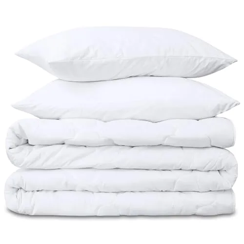 Ganzjahresdecke Bettdecke Set: 1 Stück 220x200 + 2 Stück 80x80 cm - Bettdecken Duvet Bett Decke Steppdecke Schlafdecke Steppbettdecke Quilt mit Füllung aus Microfaser weiß Oeko-Tex-Zertifikat