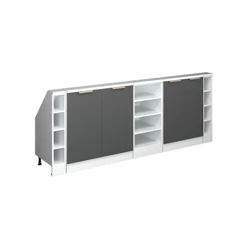 Vicco Dachschrägenschrank-Set, Anthrazit-Gold, 210 cm - Praktisches 5er Set für Dachschrägen mit offenem Design. Robuste Konstruktion, ideal für schrägen Raum. Pflegeleichte Materialien sorgen für einfache Reinigung und Langlebigkeit.