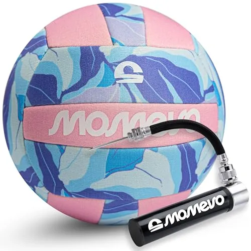 Momevo Beachbuddy Neopren Wasserball - Weicher Kinderball Größe 2 (Ø15cm) - Kleiner Kinderfußball ab 1 Jahr für draußen (Mermaid, Set mit Ballpumpe)