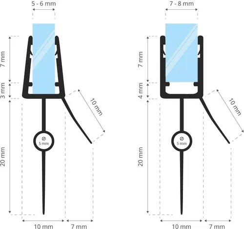 STEIGNER Duschdichtung, 100cm, Glasstärke 5/6 mm, Gerade PVC Ersatzdichtung für Dusche, UK22-06