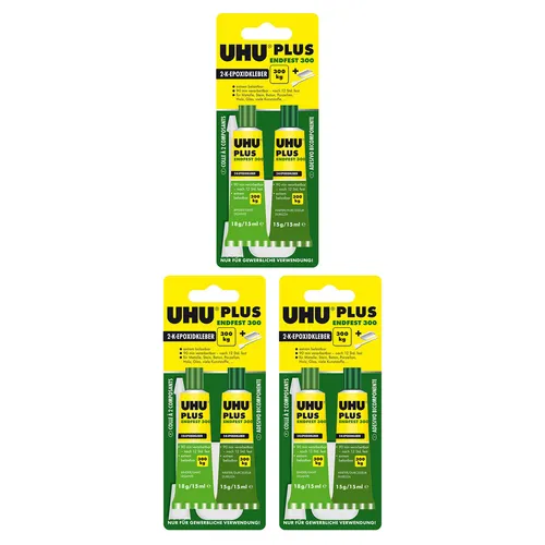 UHU PLUS endfest 300 2-K-Epoxidkleber, 3 x 33g 3 x