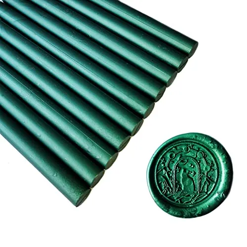 Stück Siegelwachsstäbe für Wachssiegel Stempel, AMTOL Siegellack Wachs Sticks für Klebe Pistole,ideal für Hochzeits Einladungen, Geschenk Verpackung,Karten Umschläge (Kieferngrün) 10
