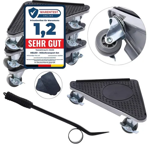 Melko Möbelrolle 7tlg. Set mit Bremsen - Möbelrollen für einfachen Transport, belastbar bis 1050 kg, ideal für Umzüge und Möbelverschiebungen.