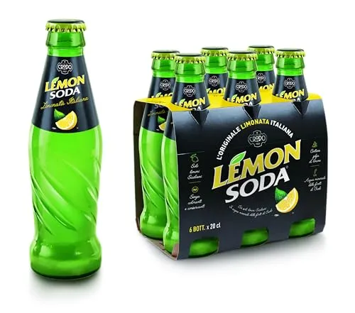 Lemonsoda Limonade mit Zitrone, 6 Glasflaschen à 20 cl - Erfrischende italienische Limonade mit sizilianischem Zitronensaft, ohne Farbstoffe – perfekt für heiße Sommertage!