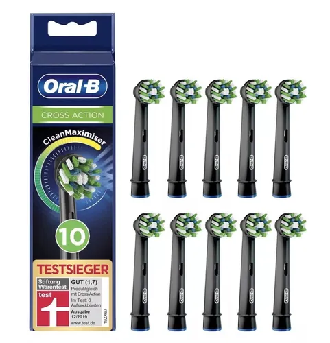 Braun Oral-B CrossAction Black Edition Aufsteckbürste - 10 Stück - Ersatzbürsten für Oral-B Crossaction, 10 Stück, mit innovativer 3D-Reinigungstechnologie für eine gründliche Zahnreinigung und gesundes Zahnfleisch.
