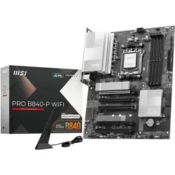 MSI PRO B840-P WIFI Mainboard AM5 - ATX Mainboard für AMD RYZEN 7000 bis 9000 Serie, mit 4x DDR5 RAM-Steckplätzen und WiFi 7 für blitzschnelle Internetverbindungen.