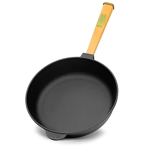 Gusseisenpfanne 28cm - Hochwertige Gußeisenpfanne mit Holzgriff - Pfannen - Ideal für Braten, Schmoren und Kochen, bietet optimale Hitzeverteilung und ist für alle Herdarten geeignet. Die chemiefreie Patina sorgt für Antihafteigenschaften und ist nahezu unzerstörbar.