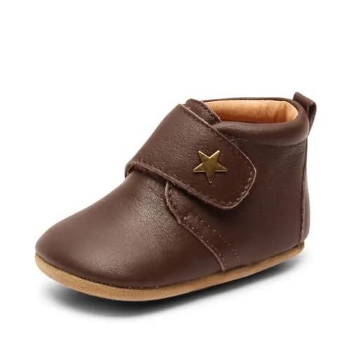 Bisgaard Baby Star Brown - Größe EU 21 - Hausschuhe aus hochwertigem Leder mit einer schönen Sternchen-Applikation, ideal für kleine Entdecker und bequem dank Klettverschluss.