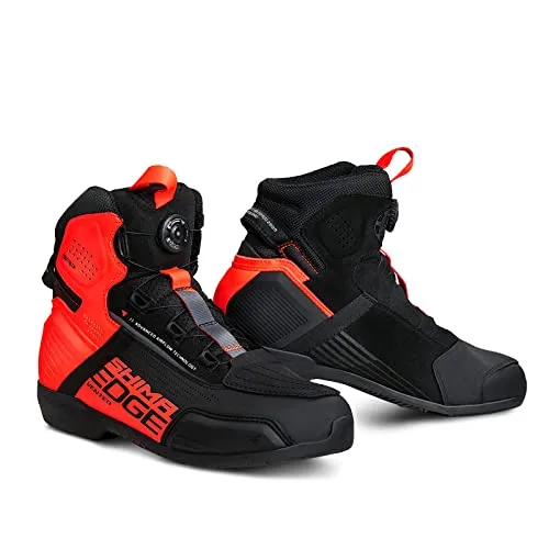 SHIMA EDGE Vented Motorradschuhe für Männer - Rutschfeste Straßenreitschuhe mit ATOP-Verschlusssystem (Rot, 48) - Motorradstiefel mit verstärkter Ferse und doppelter Knöchelstütze für optimalen Schutz, belüftet für Komfort und mit rutschfester Sohle für sicheres Fahren.