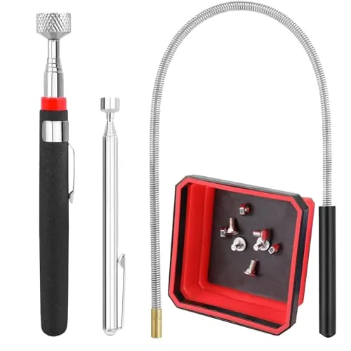 Magnetstab Teleskop Mit Magnetischer Ablageschale, 4 Stück Teleskopstab Magnet Werkzeug Flexibler Magnetheber Magnetstabgreifer Teleskopmagnet Stabmagnet Für Männer, Väter, Mechaniker, Heimwerker