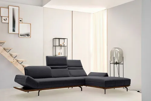 Creation BY ROLF BENZ Ecksofa CR.420, Designecksofa, bequem, verstellbare Rückenlehne, L-Form, in 2 Qualitäten, Holzrahmen in Eiche Natur oder Nußbaum, Breite 313 cm