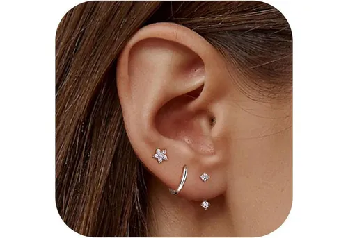 LuxusKollektion Ohrring-Set Ohrringe Set Silber 925 Zirkonia Creolen Ohrstecker Damen Hypoallergen