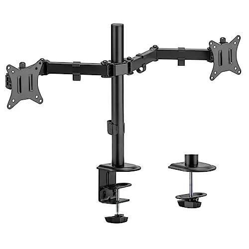 Toboli Monitorhalterung für Zwei Monitore bis 32 Zoll Bildschirmhalterung Tischklemme VESA 75/100
