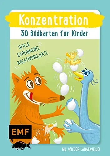 Konzentration – 30 Bildkarten für Kinder im Kindergarten- und Vorschulalter: Nie wieder Langeweile! Spiele, Experimente und kleine Kreativprojekte für Zwischendurch