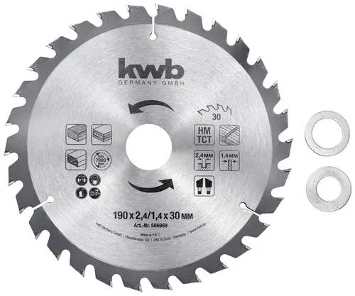 KWB Sägeblattscheibe für Holz 190x30 mm für Kreissäge 30 Zähne