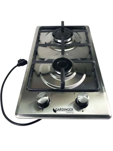 Haushaltskocher prime 2-flammig edelstahl mit Zündsicherung und Elektrozündung