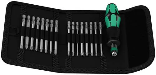 Wera Kraftform Kompakt 60 Bit-Set 17-teilig - Werkzeug-Sets mit 89 mm langen Bits und praktischer Falttasche, ideal für schnelle Wechsel dank Rapidaptor Schnellwechselfutter.