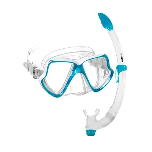 Mares Mask Plus Schnorchel Wahoo Tauchset - Transparent/CL, SFAQWCL - Hochwertiges Tauchset mit verstellbaren Schnallen und Auslassventil für optimalen Komfort und einfache Handhabung beim Schnorcheln.