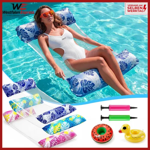 Luftmatratze Wasser 3er Set mit Luftpumpen und Getränkehaltern