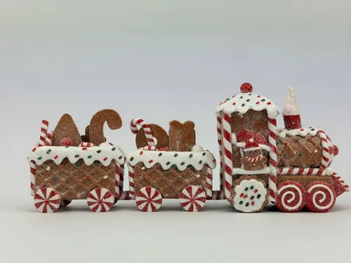 Deko Weihnachtszug XXL Lebkuchen Optik rot weiß Dekofigur 1 Stück Artikel 40689