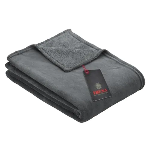 Ibena Kuscheldecke Olbia 150x200 cm - flauschig, warm & waschbar, fleecedecke dunkelgrau einfarbig